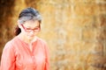 Portrait of serene mature woman in garden