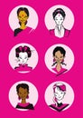 Diversity Woman Faces- Cartoon Royalty Free Stock Photo