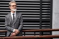 Portrait of serious and authoritative senior businessman in elegant suit Royalty Free Stock Photo