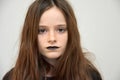 Girl with black painted lips Royalty Free Stock Photo