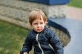 Portrait of a serious young boy. Funny portrait of kid. Handsome boy Royalty Free Stock Photo