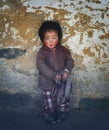 Portrait of serious young Nepali boy in Lukla Royalty Free Stock Photo