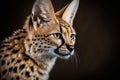 Portrait of a serval cat in front of a dark background, Generative AI Royalty Free Stock Photo