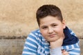 Portrait of a seven years old young caucasian boy Royalty Free Stock Photo