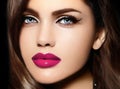 Portrait of model woman with colorful lips perfect skean