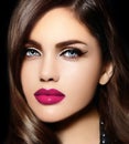 Portrait of model woman with colorful lips perfect skean