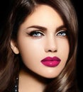 Portrait of model woman with colorful lips perfect skean