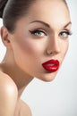 Portrait of woman with red lips Royalty Free Stock Photo