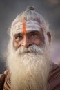 Portrait of Shaiva sadhu, holy man in Varanasi, India