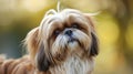 Portrait of Shih tzu, shot in nature, vivid colors, blurry background