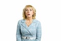 Portrait of shocked mature woman. Royalty Free Stock Photo