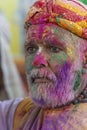 Portrait of a Shop vendor at Barsana Temple during Holi Festival,UttarPradesh,India