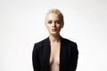 Portrait of Short Hair Beautiful young woman. sensual blond girl with make-up