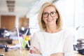 Portrait shot of attractive senior businesswoman standing in the office with arms crossed Royalty Free Stock Photo