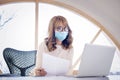 Businesswoman wearing face mask while working at the office Royalty Free Stock Photo