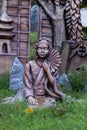 Portrait shot of the statue of a traditional woman in Japanese culture. Buddhism concept