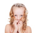 Portrait of shy pretty little girl Royalty Free Stock Photo