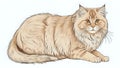 portrait of siberian catvector Line illustration on white background - generated by ai Royalty Free Stock Photo