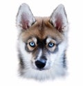 Portrait of siberian husky young dog blue eyes. Black mask Royalty Free Stock Photo