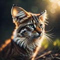 Portrait of a Siberian tiger in the sunset light. Beautiful cat face. generative ai Royalty Free Stock Photo