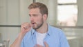 Portrait of Sick Young Man Coughing Royalty Free Stock Photo