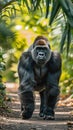 Silverback gorilla on jungle path Royalty Free Stock Photo