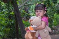 Portrait sincere young child and bears Royalty Free Stock Photo