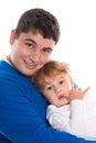 Portrait of a single parent father with his little child - isolated - dad and child