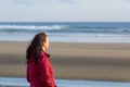 portrait single women stand at a beach