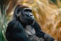 Portrait of sitting gorilla in wilderness Royalty Free Stock Photo