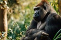 Portrait of sitting gorilla in wilderness Royalty Free Stock Photo