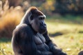 Portrait of sitting gorilla in wilderness Royalty Free Stock Photo