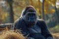 Portrait of sitting gorilla in wilderness Royalty Free Stock Photo