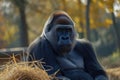 Portrait of sitting gorilla in wilderness Royalty Free Stock Photo