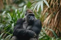 Portrait of sitting gorilla in wilderness Royalty Free Stock Photo