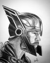 A portrait sketch of thor from ragnarok glossy Royalty Free Stock Photo