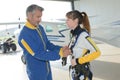 Portrait skydiving team training before Royalty Free Stock Photo