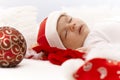 Portrait of sleeping little santa claus Royalty Free Stock Photo