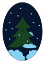 The portrait of a sleeping tree at night over dark blue background vector or color illustration