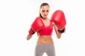Portrait of slim young sexy girl in boxing gloves Royalty Free Stock Photo