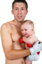 Portrait of the small and adult boxer Royalty Free Stock Photo