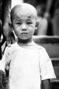 Portrait of a small child of Myanmar, Burma. Royalty Free Stock Photo