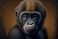 portrait of small gorilla with light brown large eyes