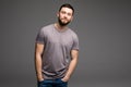 Portrait of a smart serious young man in casual clothes standing Royalty Free Stock Photo