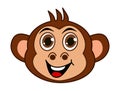 Portrait of a smiling adult brown monkey with brown eyes - vector