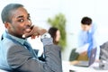 Portrait of smiling African American business man with executives Royalty Free Stock Photo