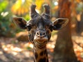 portrait of a smiling African giraffe with all his teeth Royalty Free Stock Photo