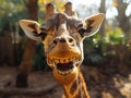 portrait of a smiling African giraffe with all his teeth Royalty Free Stock Photo