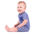 Portrait of smiling baby boy isolated on white background. Royalty Free Stock Photo