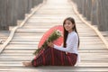 Portrait of smiling beautiful young burmese woman Royalty Free Stock Photo
